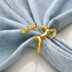 Feuille Forme Métallique Serviette Anneau Vintage Table Décor Moderne De Mariage Serviette Anneau À Manger Hôtel Restaurants Utilisation - Product Image 6