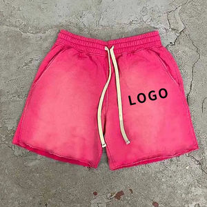 NEW Summer Active Wear Blank Quick Dry Jogging Shorts Unisex Terry Cotton Workout Vintage Distressed Acid Washed Shorts - Product Image 3
