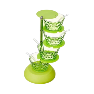 Tarro giratorio de plástico de 5 niveles para condimentos con cuchara, accesorios de cocina, caja vertical para especias y hierbas, juego de herramientas. - Product Image 2