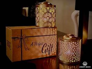 Handmade Luxurious Gold Cylinder Metal Lantern Acrylic Moroccan Design Customized <b>LED</b> Hanging <b>Tealight</b> Candle Holder Home Party - Product Image 3