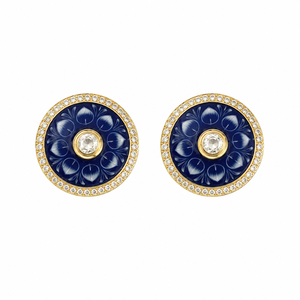 Gold Plated Handmade Emerald Cut Green Stone <b>Black</b> Enamel Halo Cufflinks From Rajasthan for <b>Men</b> - Product Image 2