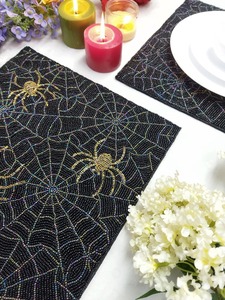 Juego de 6 Manteles Individuales Bordados a Mano con Cuentas, Decoración de Mesa de Boda de Lujo Ecológica, Estilo Indio Personalizable - Product Image 5