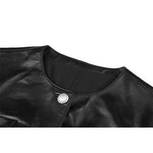 Chaqueta Bomber de piel de oveja genuina para mujer Premium 2024 prendas de vestir exteriores de moda - Product Image 3