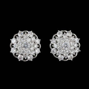 American Diamond Ear <b>Tops</b> - <b>Silver</b> - Product Image 1