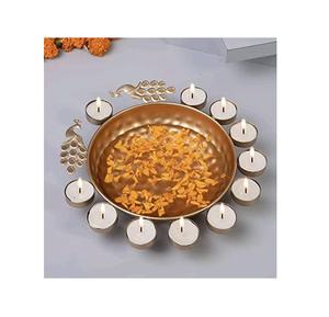 Estilo de lujo Metal Urli Diya Pack de 3 con latón para decoración interior del hogar Diwali Bowl Diya para decoración del hogar - Product Image 3