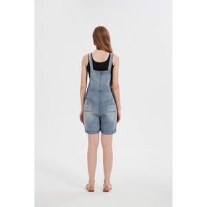 Paola Riboni - Overol Corto de Mezclilla Tejida para Mujer, Corte Holgado, Cintura Alta, Lavado Claro, Estilo Vintage Sencillo, Ropa Casual de Verano - Product Image 2