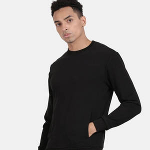 Venta al por mayor sudadera térmica para hombres diseño único con cuello redondo transpirable 100% algodón patrón sólido para el calentamiento de otoño - Product Image 3