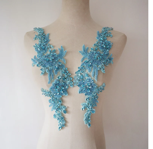 Parche de tela hecho a mano personalizado, bordado cosido, diamantes de imitación, forma de flor de perla para prendas de mujer y accesorios de ropa - Product Image 5