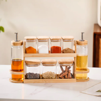 Organisateur de support de pot de stockage d'épices en bois à trois niveaux pour comptoir cuisine sel assaisonnement support de stockage meilleur prix