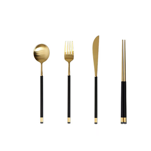 Ensembles de couverts miroir Cuillère de mariage en laiton de fourchette Couverts en acier miroir Cuisine Ensemble de 4 pièces - Product Image 2