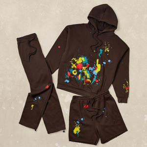 MOVATEXTILE Ensemble 2 pièces de jogging sportif décontracté pour hommes Survêtement Pantalon de survêtement à fermeture éclair Motif solide Caractéristiques imperméables - Product Image 3