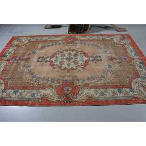 พรมวินเทจสไตล์ตุรกี ขนาด 5.6x8.7 ฟุต พรมขนสัตว์สีแดงสไตล์ตะวันตกเฉียงใต้ - Product Image 3