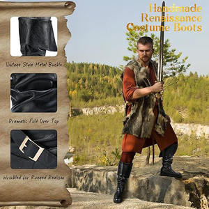 รองเท้าบูทโจรสลัดยุคกลางสำหรับผู้ชาย, รองเท้าบูทคอสเพลย์โจรสลัดฮาโลวีนรองเท้าหนังสไตล์โกธิคไวกิ้ง - Product Image 4