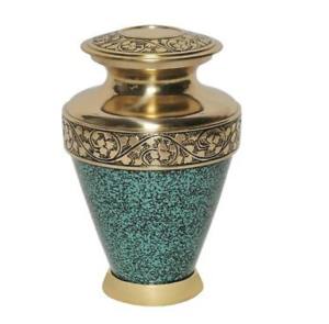 Mármol verde con banda de grabado Recuerdo de latón Urnas de cremación Venta caliente Cenizas humanas Recuerdos de metal Hecho India - Product Image 1