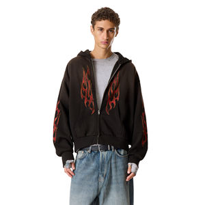 Sweat à capuche zippé personnalisé pour homme en molleton de coton épais, brodé, teint uni, écologique, coupe classique, style streetwear - Product Image 2