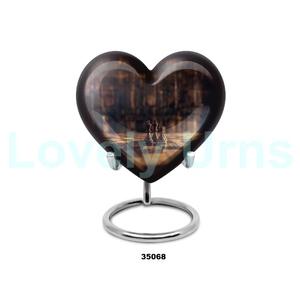 Venta caliente gran corazón ajedrez cremación urna para adultos para cenizas humanas con soporte y bolsa de terciopelo gratis - Product Image 4