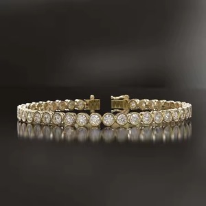 Lab Grown Diamond Tennis Bracelet for Women and Men, Certified Diamond Tennis Bracelet, 14k Solid Gold Round Diamond Bracelet - Product Image 1