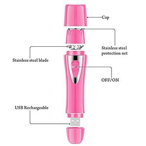 Rasoir électrique rechargeable par USB pour femmes, rasoir portable pour l'épilation du visage, du bikini, du nez, des jambes et du visage, indolore et lavable - Product Image 2