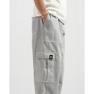 Pantalon cargo en toile 100% coton, délavé, gris cendré, logo personnalisable, taille haute, coupe droite, tailles XL à 6XL, léger - Product Image 3