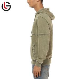 Sudadera con capucha lavada con ácido de algodón para hombres, logotipo impreso personalizado, bordado, a prueba de viento, ropa de invierno para el personal, sudaderas ODM suministradas medianas XXL - Product Image 3