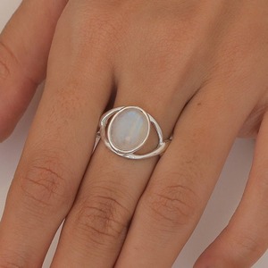 Anillo giratorio de piedra lunar hecho a mano de Plata de Ley 925, regalo de boda de plata estampada 925, anillo de promesa clásico de tendencia - Product Image 3