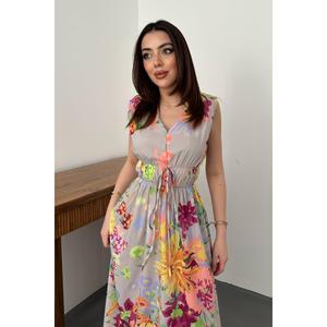 Vestido de Verano con Estampado Floral Azul - Azul - Product Image 3