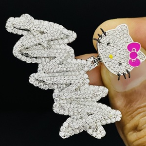 จี้เพชรทรงกลมเจียระไนแบบบริลเลียนท์ 10K ทองคำแท้ ประดับเพชรแบบ Iced Out สไตล์คริสเตียน พร้อมจี้รูปตัวอักษรตามสั่ง สไตล์ฮิปฮอป เครื่องประดับสำหรับทั้งชายและหญิง พร้อมจี้รูปแมว - Product Image 2