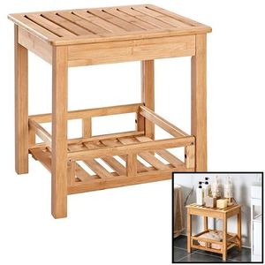 Solid Teak Wood Outdoor Side Table with Lower Shelf for <b>Bathroom</b> Spa Poolside Patio Villa Resort <b>Furniture</b> Indonesia - Product Image 3
