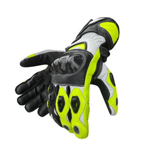 Men's New Design Black Yellow Genuine Goat Skin Leather Gloves Waterproof Sportwear for Motorcycle Auto Racing Breathable - Product Image 1