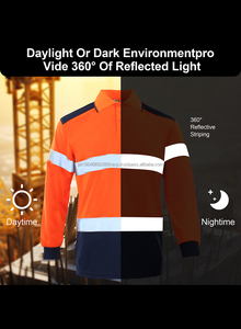 Wholesale Men Workwear Hi Viz Orange Reflective Safety Clothing Polo T <b>Shirt</b> Work <b>Shirts</b> - Product Image 4