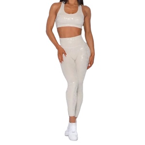 2025 2 uds leopardo Boom Yoga conjunto mujeres alto impacto sujetador Fitness pantalón Mujer traje pantalones cortos ejercicio gimnasio Legging ropa activa traje - Product Image 1