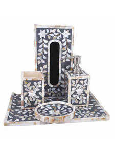 Juegos de Baño de Estilo Clásico Hechos a Mano en India con Madreperla, de Primera Calidad, Artesanía Atemporal, Ecológicos, para Hogar, Hotel y Restaurante - Product Image 3