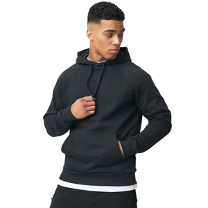 เสื้อฮู้ดดี้สีดำล้วน ผ้าฝ้ายฟลีซ แบบยูนิเซ็กส์ สวมใส่สบาย เหมาะสำหรับฤดูหนาว แฟชั่นสตรีท ขายส่งจากโรงงาน - Product Image 3