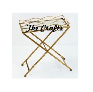 Bandeja para servir comida de hierro y vidrio de diseño único con soporte Bandeja para servir té y café en restaurante de forma ovalada de calidad superior - Product Image 5