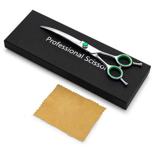 Ciseaux de toilettage pour animaux de compagnie de 7.5 pouces lames incurvées tranchantes ciseaux de coupe de cheveux d'animaux en acier inoxydable avec repose-doigt Double - Product Image 5