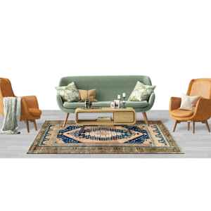 Alfombra Turca Medallion: Patrón Étnico Bronce, Alfombra Antideslizante, Alfombra de Chenilla - Product Image 2