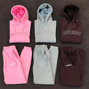 Ensemble sweat-shirt et pantalon de survêtement unisexe pour homme, streetwear personnalisé, broderie unie, doublure en satin - Product Image 6