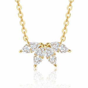 Collier pendentif en argent sterling 925, 2,5*5 mm, 0,54 TCW, diamant moissanite taille marquise, pétales exquis, fleur à quatre feuilles, pour femmes - Product Image 3