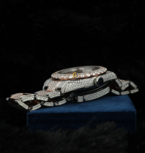 Shiny Lab Grown Round Brilliant Cut Vvs Clarity Diamond Iced Out Hip Hop Reloj de pulsera con esfera personalizada para hombres - Product Image 5