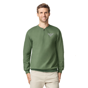 Unisex Quarter <b>Zip</b> Sweatshirt Long Sleeve Cotton Blend Fleece Casual Pullover Soft Warm Regular Fit Embroidered Winter <b>Top</b> Solid - Product Image 1