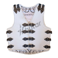 Chaleco de Cuero Vaquero para Hombre HULAR INTL, Estilo Racing, Color Rojo, para Motocicleta, Diseño Vintage con Patrón de Camuflaje, Cuello en V