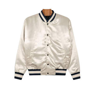 Men's <b>Thin</b> Satin Varsity Bomber <b>Jacket</b>-Durable <b>Waterproof</b> Eco-Friendly Casual Outerwear OEM Custom Service - Product Image 4