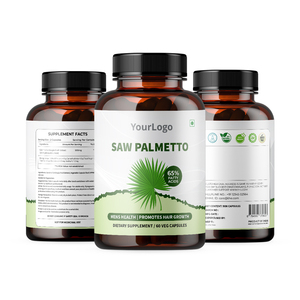 Cápsulas de extracto de hierbas de Saw Palmetto de la más alta calidad, apariencia de polvo blanco para embalaje de botella de soporte para el tracto urinario de próstata - Product Image 1