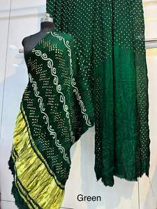 Lo último en seda Gajji con estampado de bloque de mano Fancy Jari Chex Pallu Heavy Saree Trendy Lagdi Style Pure Gajji Silk Saree - Product Image 2