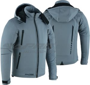 Sapro Motosport <b>Warm</b>-Up Thermal Softshell Hooded Breathable Windproof <b>Waterproof</b> Canvas Pocket High Street Motorcycle <b>Jacket</b> - Product Image 5