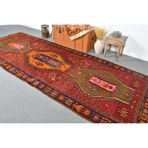 Alfombra de 4.7x12.9 pies, Alfombra Turca, Alfombra Roja Estilo Suroeste - Product Image 3