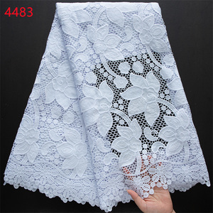 4483 Tessuto in Pizzo Africano di Alta Qualità a Prezzo All'Ingrosso, Pizzo Guipure Bianco Puro, Stili di Tessuto Aso Oke Africano - Product Image 5