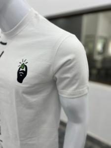 Nouveau T-shirt en coton éponge 100% avec impression demi-design, motif uni, style streetwear, coupe ample, service OEM, anti-plis, respirant - Product Image 3