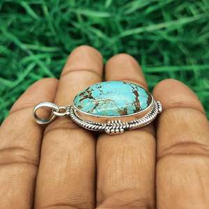 Natural Turquoise 925 Sterling <b>Silver</b> Pendant <b>Handmade</b> Gemstone Jewelry Boho Chic Turquoise <b>Necklace</b> Wholesale <b>Silver</b> Pendants - Product Image 5