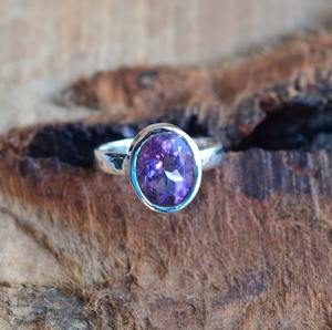 Bague en pierre précieuse d'améthyste Bijoux pour femmes Bijoux en argent style Boho Argent sterling 925 Tendance Bague faite main Cadeau pour elle - Product Image 3